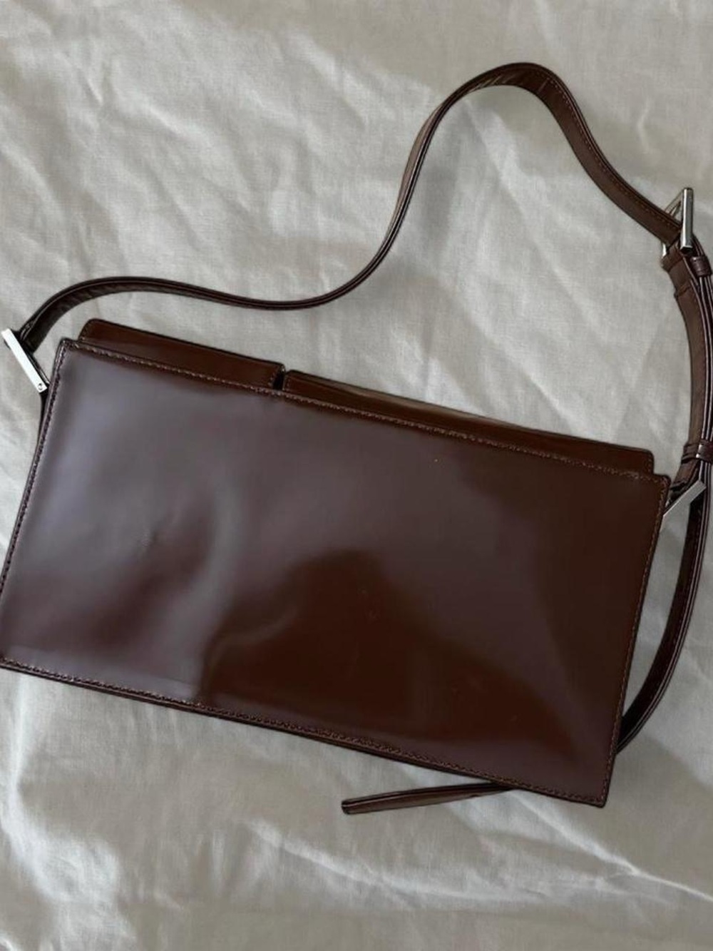 BY FAR Billy Brown Leather Shoulder Bag with Adjustable Strap - Picture 5 of 8